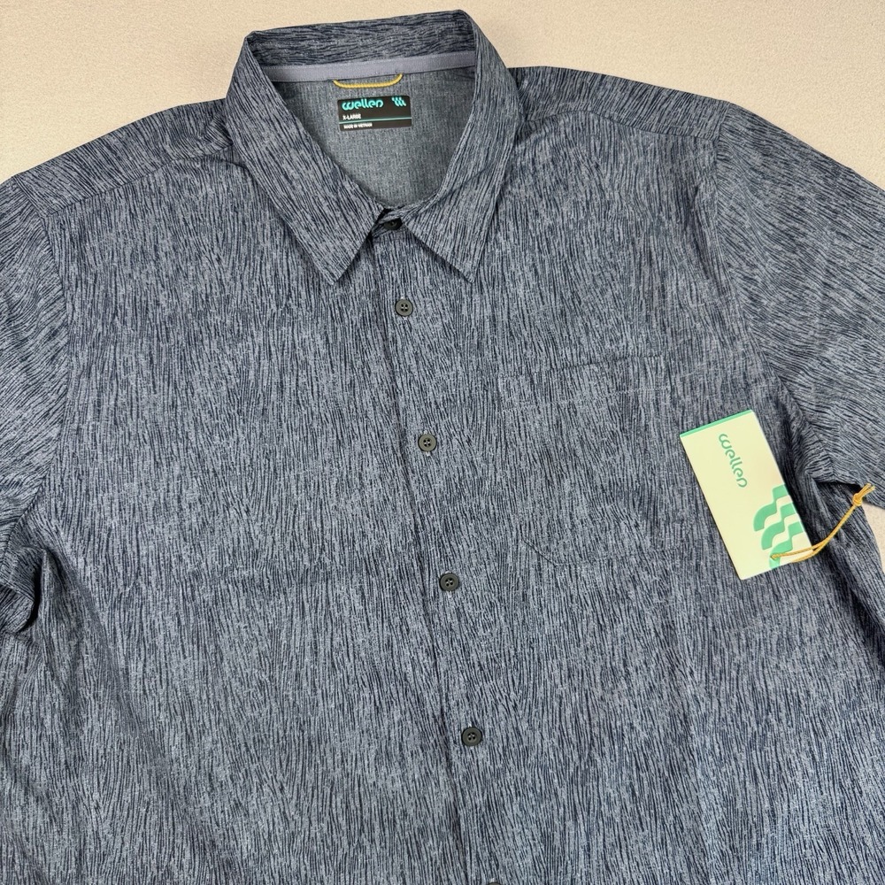 NWT Wellen Huckberry Airweave Performance Button Shirt XL S/S Blue Vented